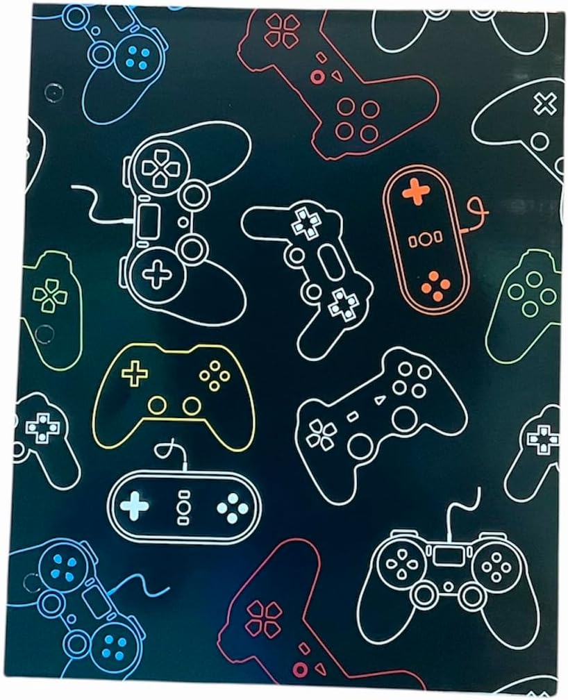 Back to School 2 Pocket Folders | Heavy Duty | Set of 4 Portfolios | Elementary Grade School | Fun Trendy Designs (Camo, Dinosaur, Surfing Shark, Gaming) image 4