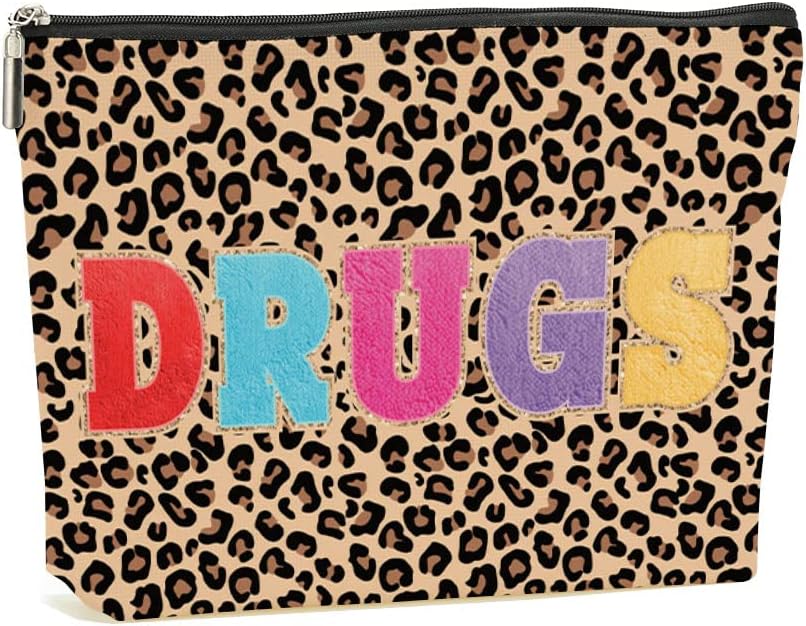 Leopard Print Makeup Bag Cosmetic Bag Personalized Initial Monogrammed Gift Bag for Women Mom Friend Teacher Daughter Coworker Graduation Wedding Beach Trip Appreciation Birthday Christmas Bag