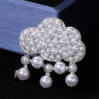 Exquisito Broche De Perla De Nube Blanca Accesorios De Joyería De Pin De Corte Vintage (Color : B, Size : 3.0 * 2.8cm)