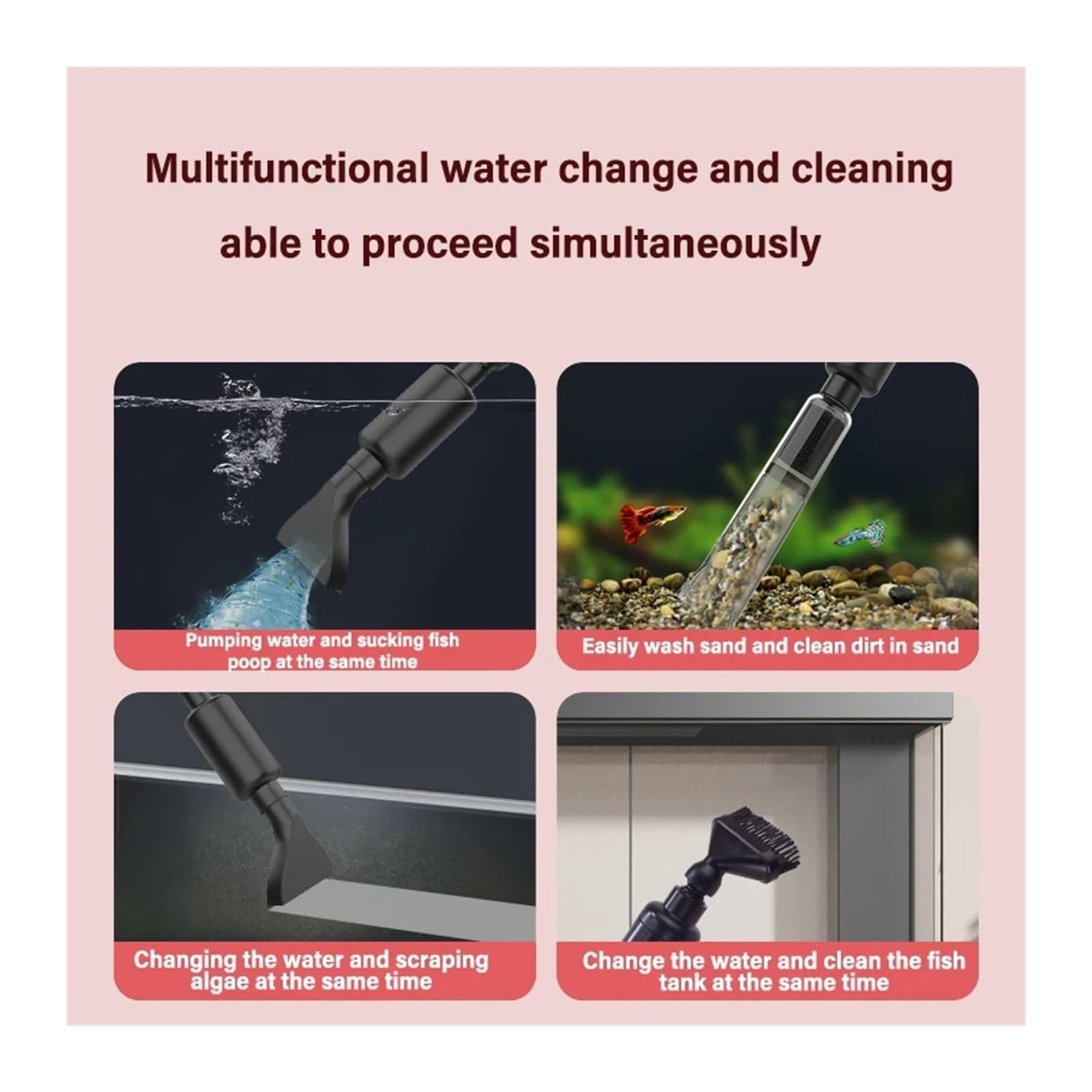 Cambiador de Agua eléctrico Multifuncional for pecera, Herramienta de Limpieza for Intercambio de Agua de Acuario, Filtro de succión de heces de Pescado silencioso, 220-240V(2000L)