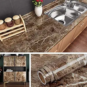 NAREVAL Counter top Covers Peel and Stick Wallpaper Self Adhesive Brown Marble Contact Paper for Kitchen Countertop Marble Paper Table Desk Cover Bathroom Waterproof Laminate Sheets (BR 60 600)