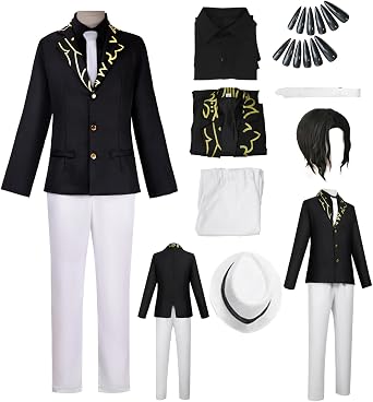 Muzan Costume Male Outfit Jacket White Hat Halloween Full