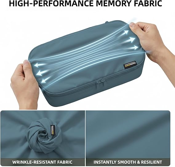 Suitcase Organizer - 4 Pack Compression Packing Bags, Travel Cubes with XL/L/M/S Sizes (Gray Blue)