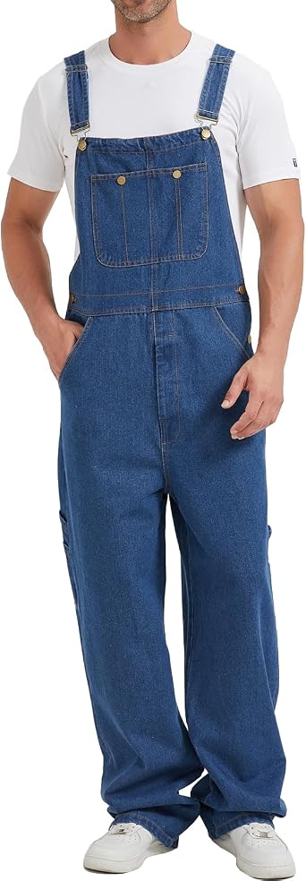 Men's Denim Bib Overall, Mens Classic Workwear with Pockets