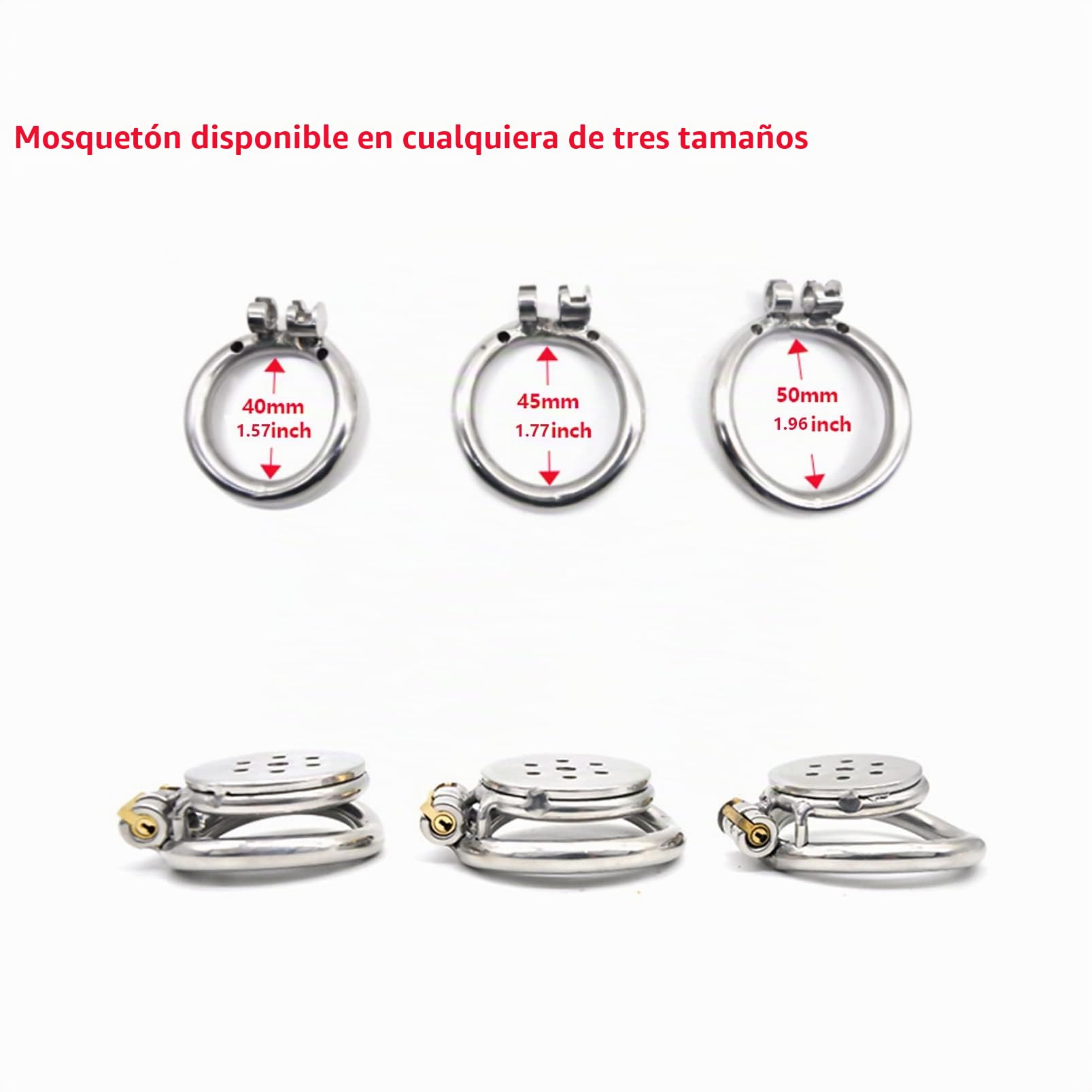 SeLgurFos Jaula de Castidad con Anillo a Presión para Catéter, Jaula de Pene de Metal Plano para Hombre, Cinturón de Castidad SM Bondage Juguetes Sexuales para Hombre (S-45mm+Metal Catheter)