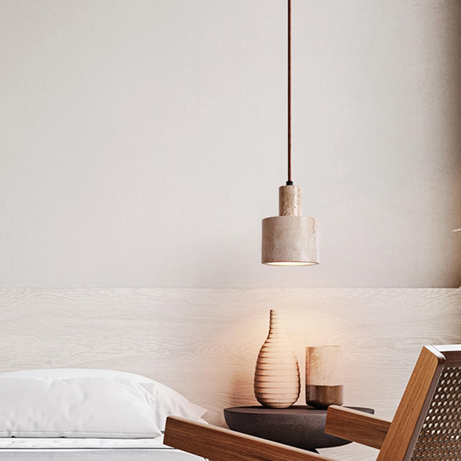 Nowa Lampa Wisząca W Stylu Chińskim Z Trawertynu, Podstawa E27
