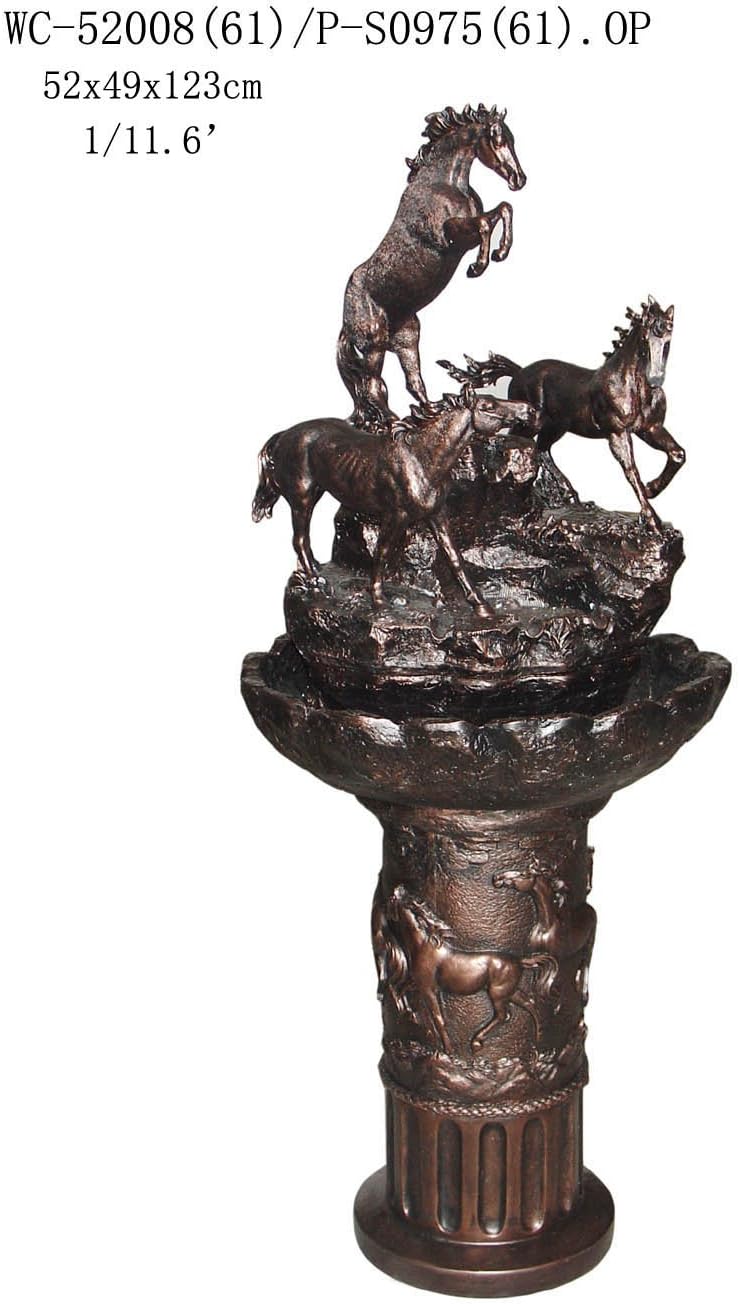 Outdoor Indoor Garden Patio 3 Horses Statue Sculpture Water