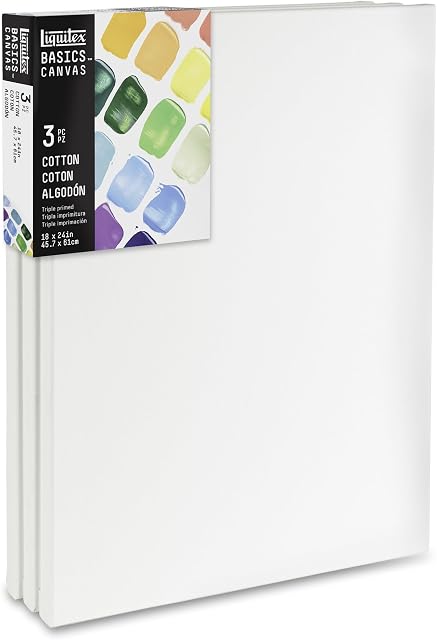 Liquitex BASICS Canvas, 3 pack, 18" x 24"