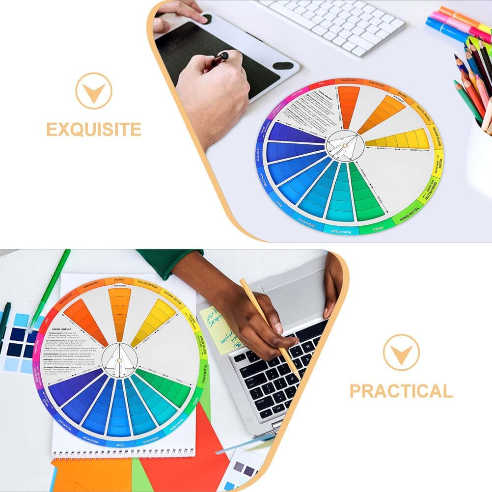 Toyvian Color Wheel Set, 3-Piece Pocket Watercolor Mixing Guide Chart Makeup Tattoo Nail Art Palette Tool Art Class Supplies for Artists Beginners