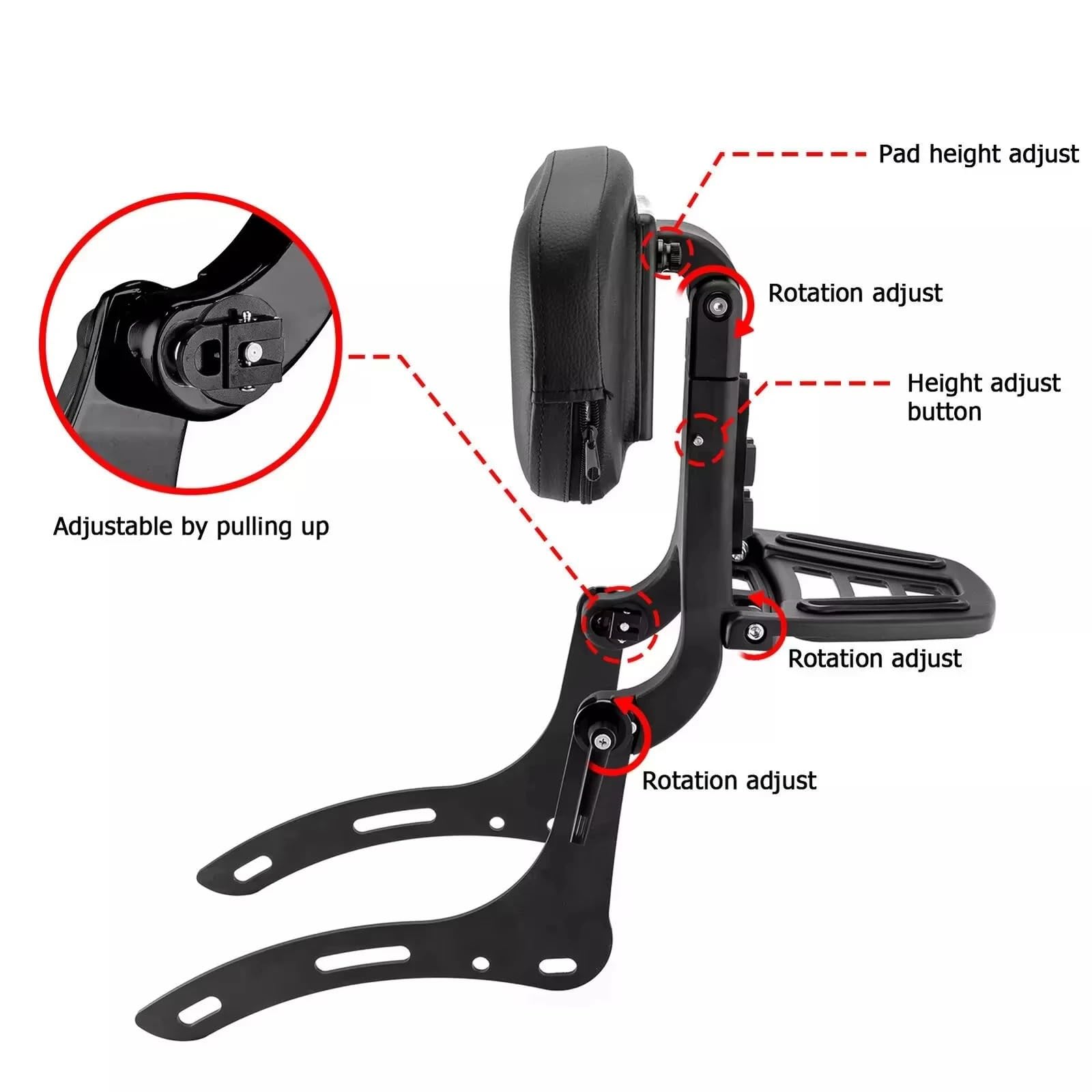 Tylne oparcie motocykla Sissy Bar Do Rebel 2017-2025 CM300 CM500 CMX300 CMX500 oparcie kierowcy Poduszka oparcia pasażera motocyk | Akcesoria motocyklowe Tylne oparcie Regulowany składany pasek sissy