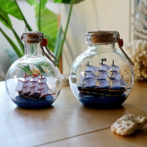 Miniatura 5 de Escultura de estatua china Feng Shui Escultura creativa de vidrio, modelo de barco de vela, manualidades de madera, gabinete de vino, decoración