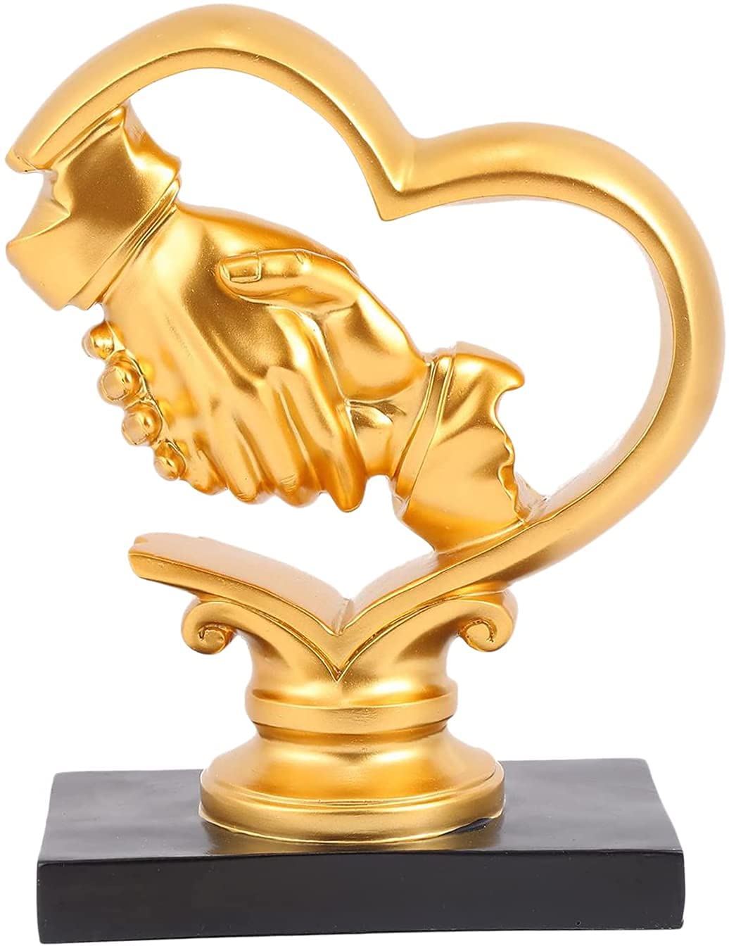 Joylern Golden Shake Hands Sculpture Resin Statues Sculptures Hand Figurine Decor For Home Office Desktop Statues