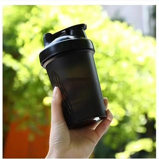 Cekaso Protein Shaker Bottle Blender for Shake and Pre Work Out, Best Shaker Cup (BPA free) w. Classic Loop Top & Whisk Ball, Kitchen Water Bottle (16OZ-400ML, Black Top/Black Body)