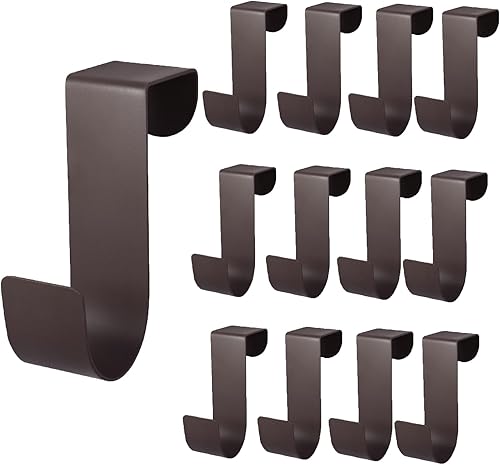 Miniatura 8 de Biaungdo 6 ganchos para puerta de gabinete, de acero inoxidable negro, organizador para colgar en la puerta trasera, ganchos individuales para Negro