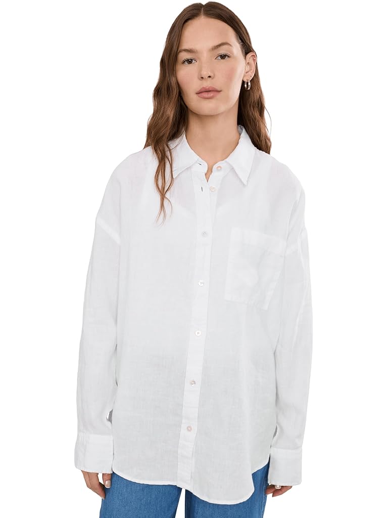 White Faherty Laguna Linen Relaxed Shirt