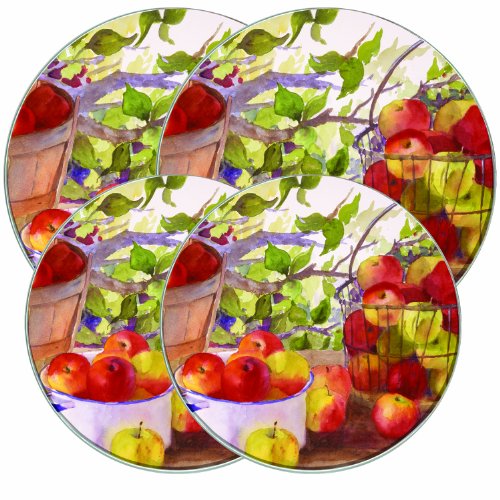 Range Kleen 4 Pack Round Burner Kovers Apple Harvest with 2 Small 8.5 Inch and 2 Large 10.5 Inch