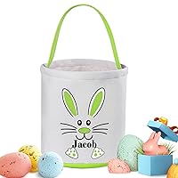 Vista 5 de Cestas de Pascua personalizadas para niños y niñas, cesta de conejo de Pascua Touber, cesta de Pascua personalizada con asa, cestas de caza