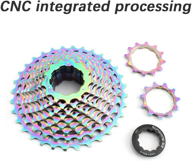 DJC Road Bike HG Freewheel Cassette 11s 12 Speed 11-28 32 34 36T Ultralight for HG Interface Sunshine-SZ Oilslick(Silver, 11s-11-34T)