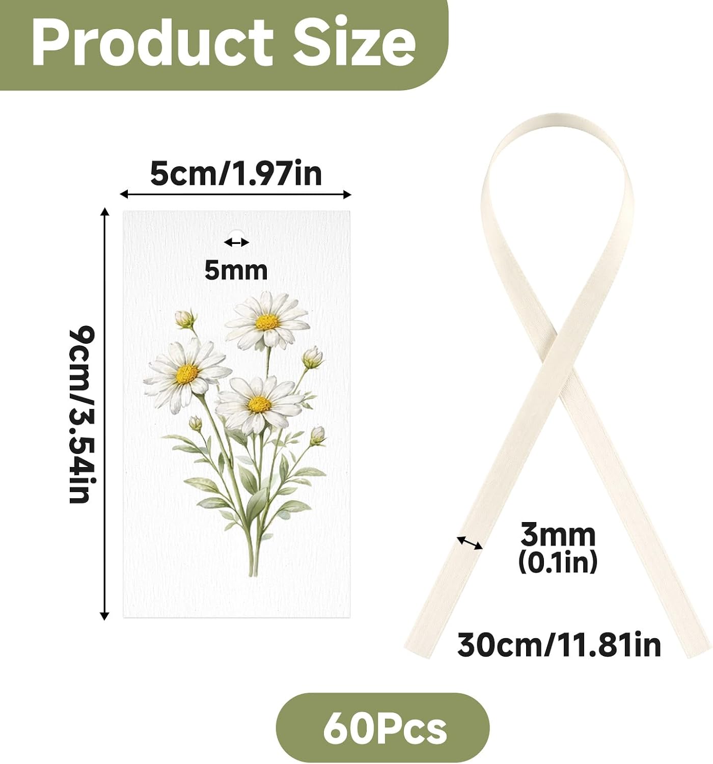 joycraft 60Pcs Floral Blank Gift Tags with Ribbons, 3.5×2 in Bouquet Tags image 2