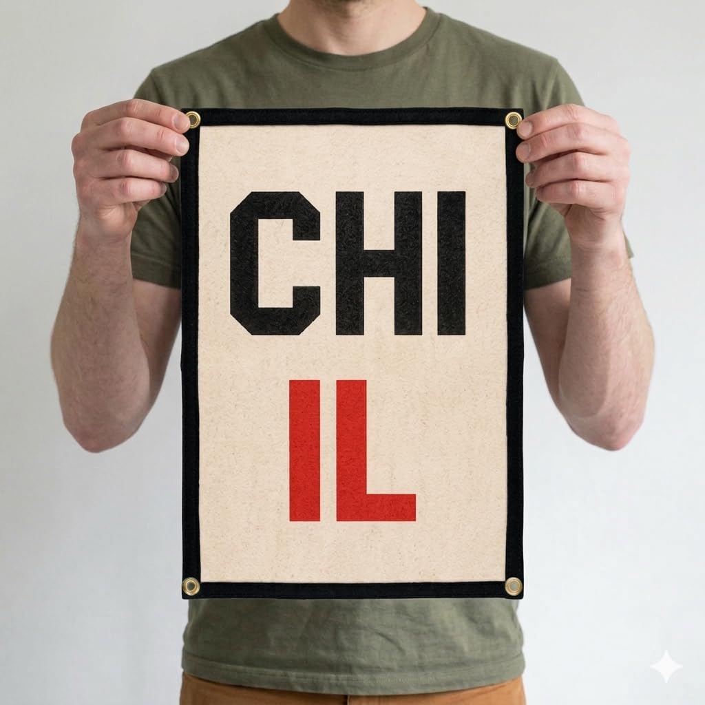 City Flags Wall Decor – Multiple US Cities Available (L: 18.5" x 26" , Chicago, Illinois)