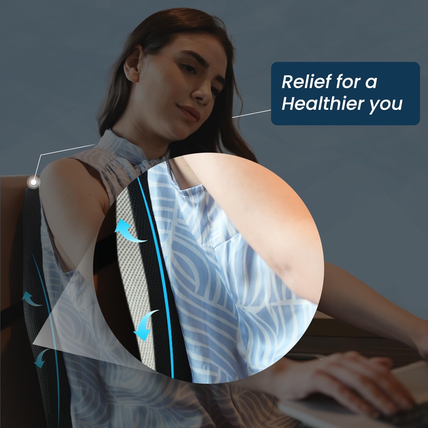 Back Support for Office Chair Lumbar Support for Office Chair, Car Seat Back Support, Memory Foam Pillow (Gel Ventilated, Black/Grey)