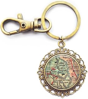 Kings Canyon map Keychain,Sequoia National Park map Key Ring Sequoia National Park Key Ring,map jewelry,A0265