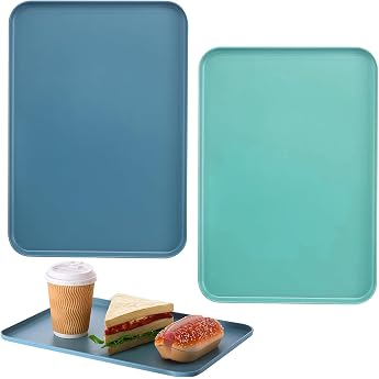 Tablett Kunststoff Rechteckig 2 St ck Serviertablett Kunststoff Tablett Plastik K chentablett Kunststoffs Servierplatte f r K che Esszimmer Caf  Hotel 2 Farben30.5cm/12inx22cm/8.66in