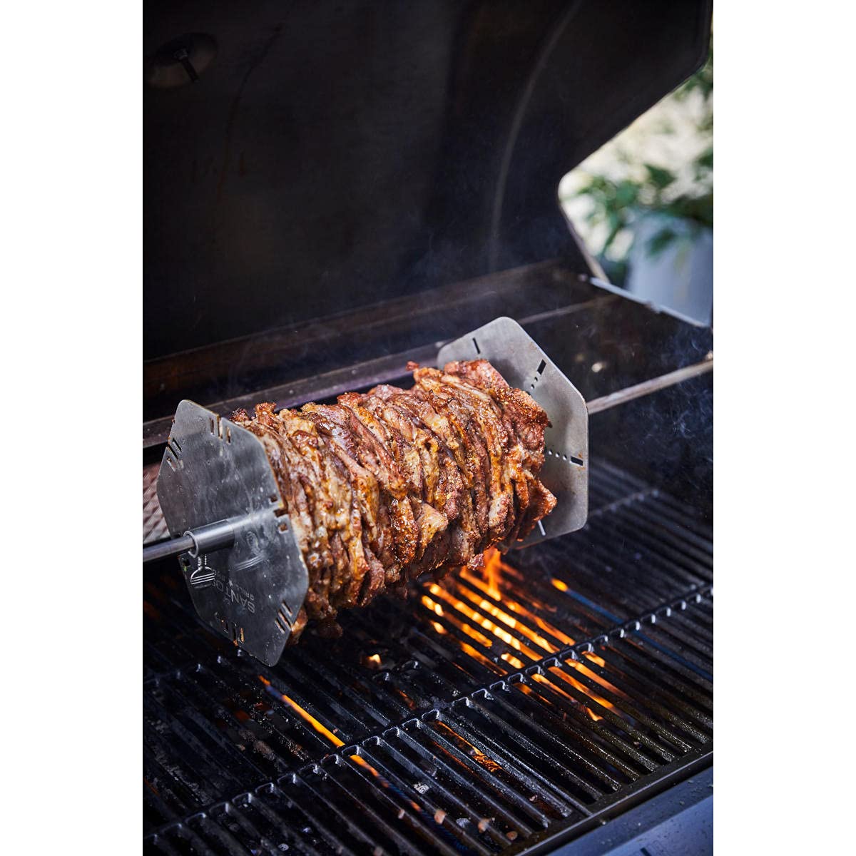 SANTOS XXL Grillspieß Rondell für Drehspieß bis Ø12 mm – 6 Grillspieße aus Edelstahl – Universal Spießgestell für Gyros, Schaschlik & Kebab – Ideal als Halter für Schaschlikspieße und Kebab Spieße