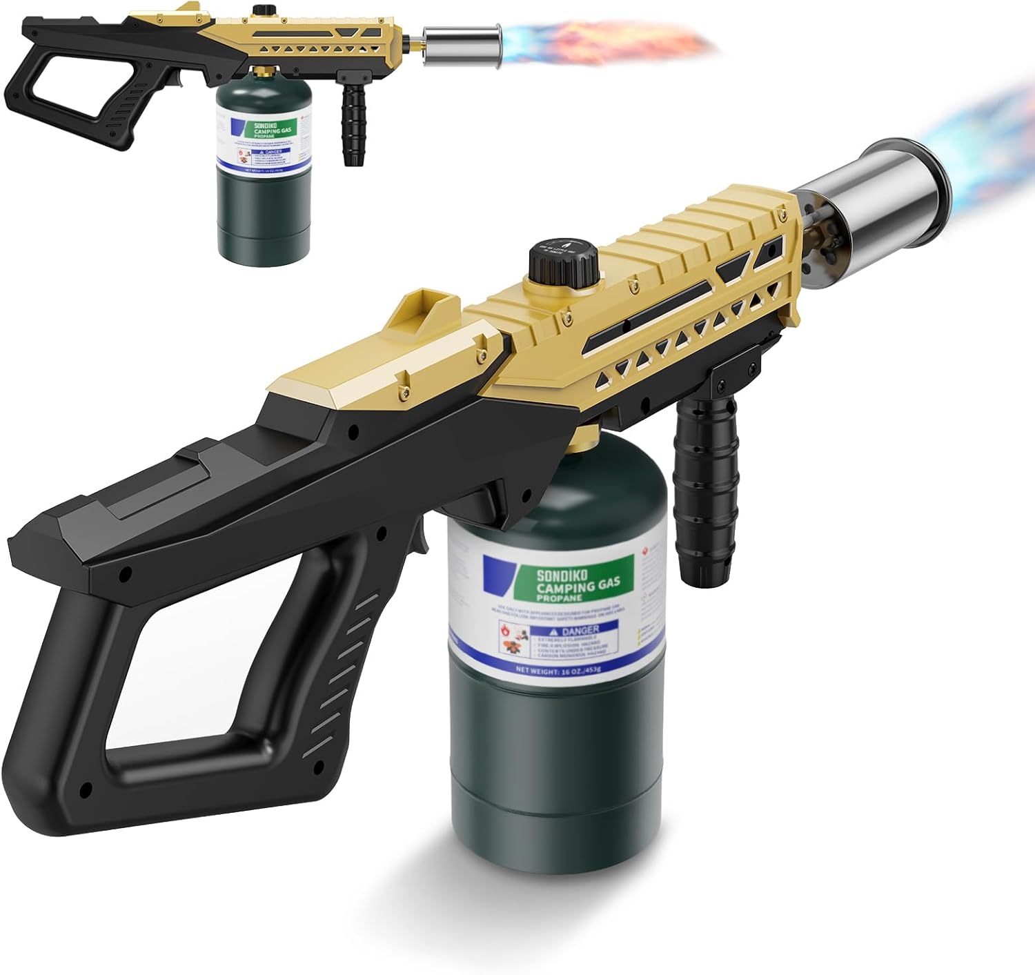 Sondiko Powerful Cooking Propane Torch Gun, Culinary Torch Campfire Starter, Adjustable Torch Burner for Searing Steak, BBQ, Welding (Propane Tank Not Included)