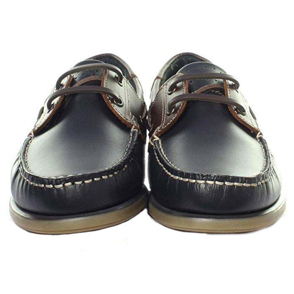 Dek Scarpe da barca in pelle marrone navy con lacci per Uomo