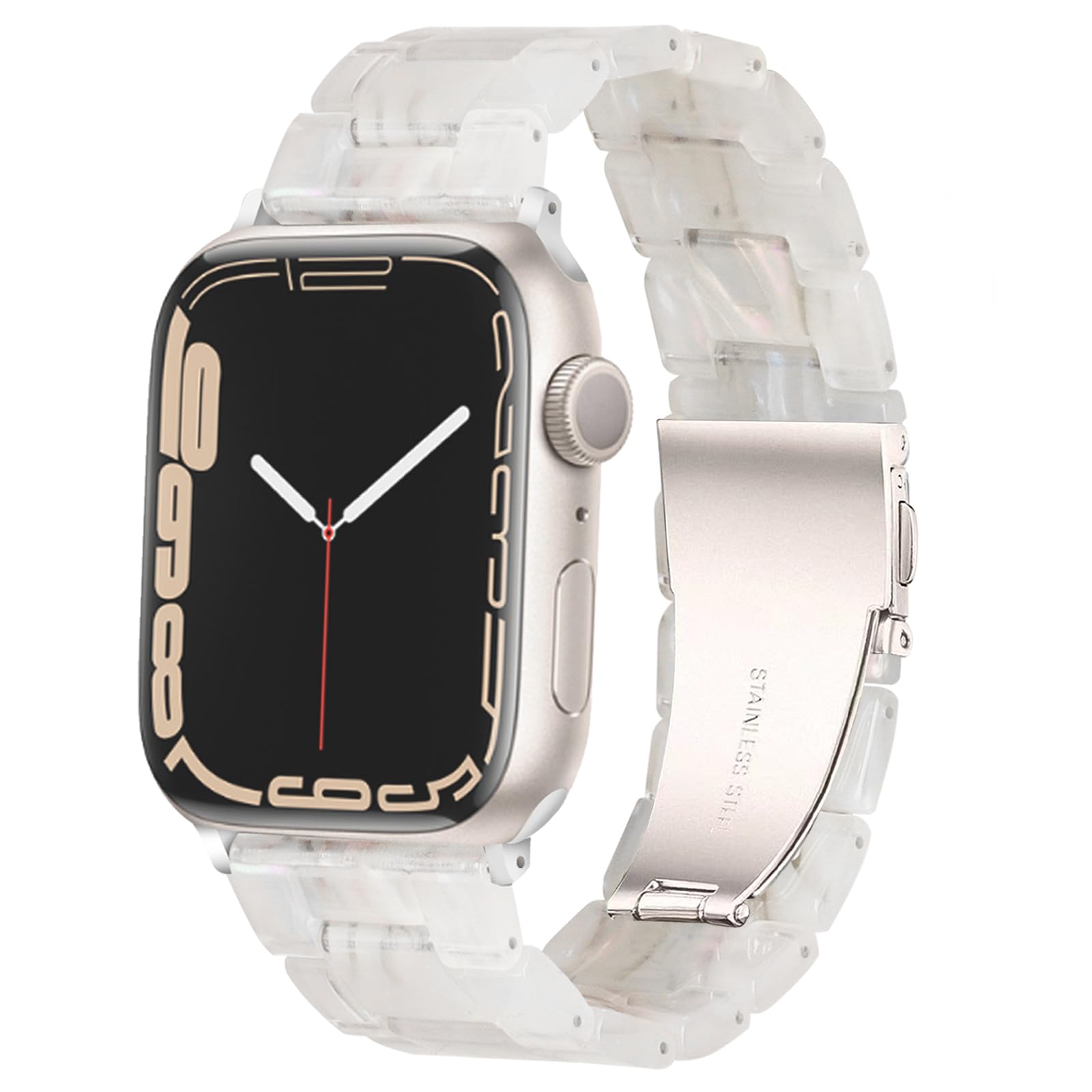 hopo compatible with apple watch band 38mm 40mm 41mm 42mm 44mm 45mm 49mm thin light resin strap bracelet with stainless steel buckle replacement for iwatch series se series 9 8 7 ultra 6 5 4 3 2 1 for women men