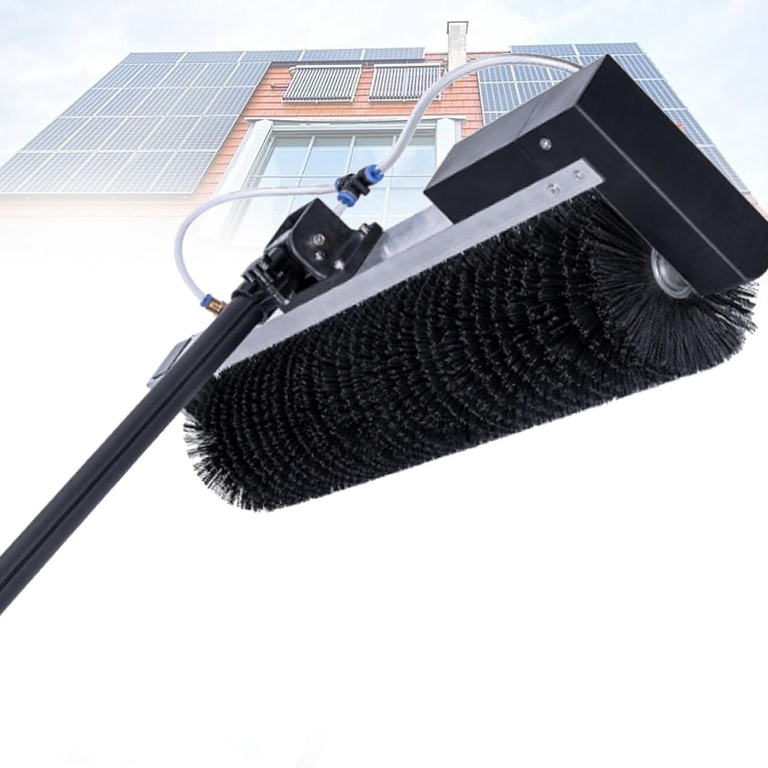 Plumeau Télescopique,Brosse Rotative Extensible Pour Nettoyage De Panneaux Solaires,Angle Réglable à 360°,Avec Batterie Au Lithium,Brosse Nettoyage Panneaux Photovoltaïques,7.5m/24.6ft