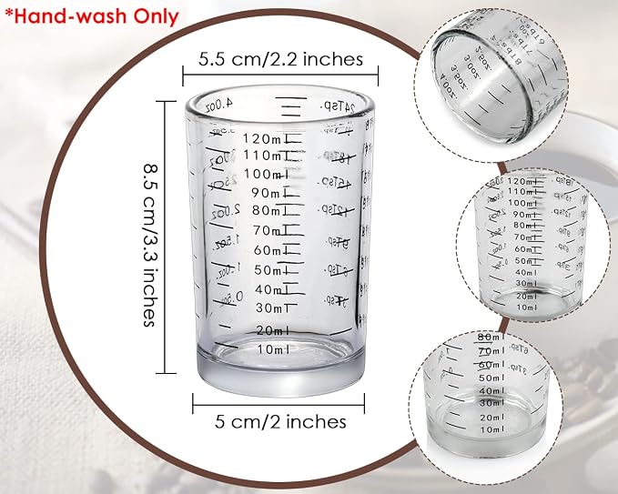 Juego de 2 vasos medidores para líquidos 120 ml miniatura 3