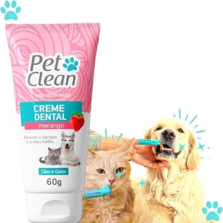Pasta De Dente Cães Gato Gel Dental Pet Clean Morango 60g