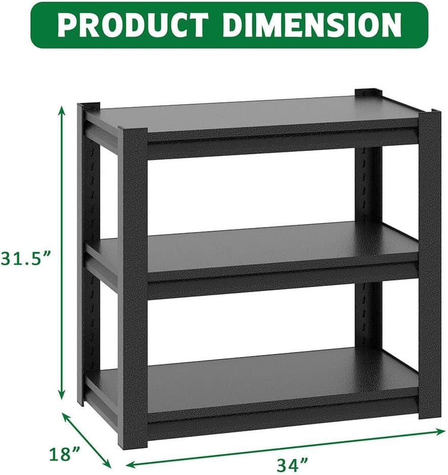 20–30 Gallon Aquarium Stand, 34" Heavy-Duty Metal Fish Tank Stand with Adjustable 3-Tier Shelves, Rust-Resistant Steel Frame, 400 lbs Capacity, Floor-Protecting Pads for Home & Office (Black)