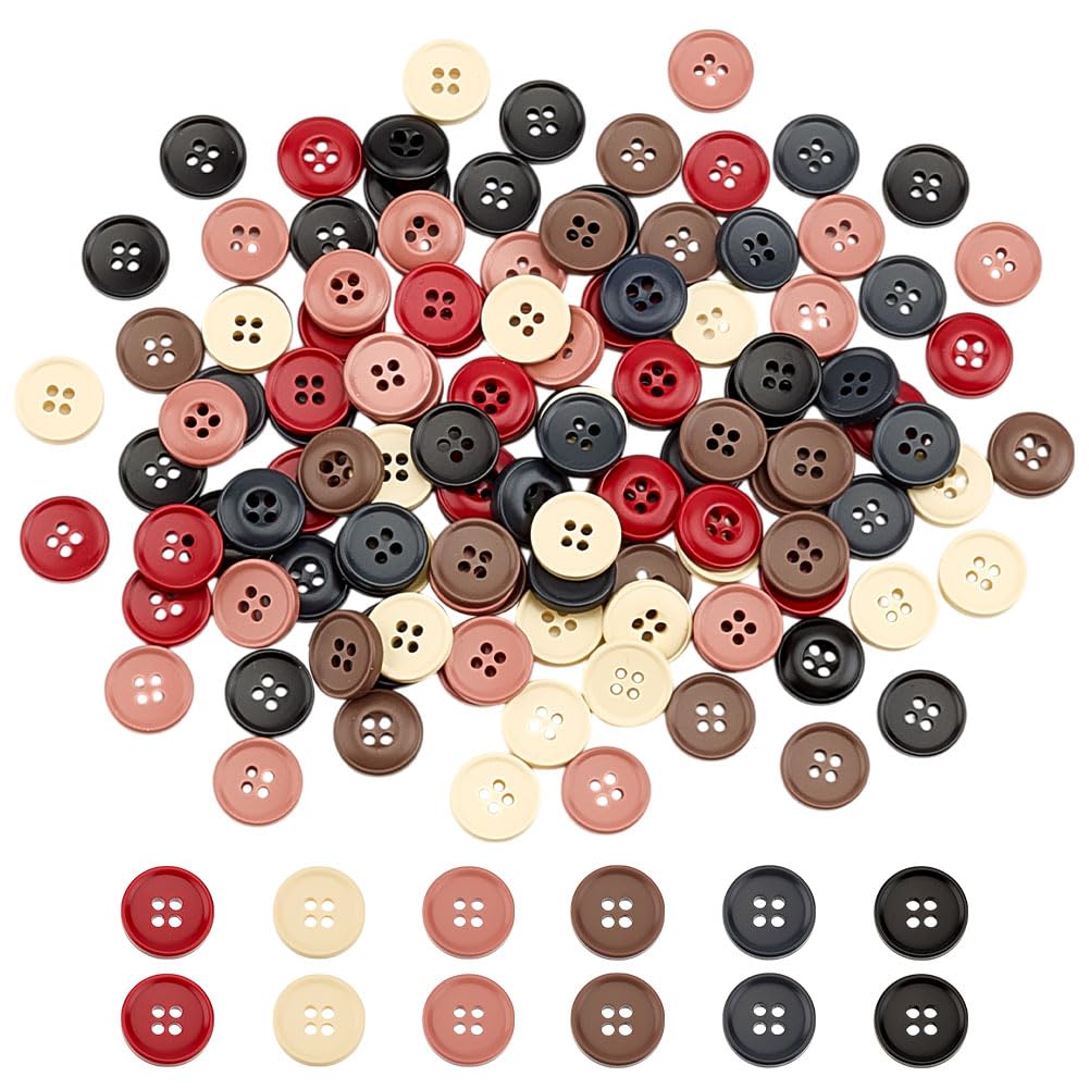 Boutons de couleur unie en résine à 4 trous pour une fixation durable sur tous les vêtements