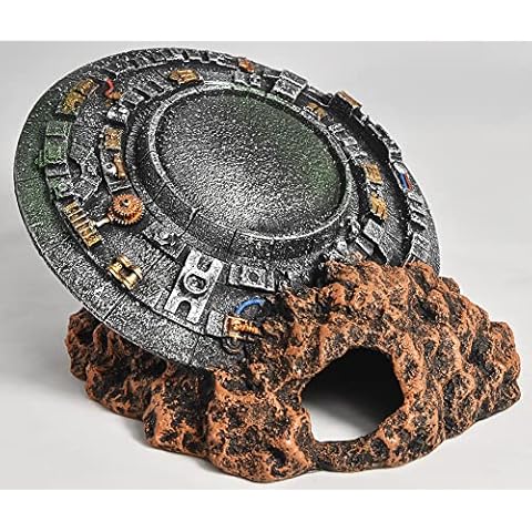 PTFJZ Aquarium Decorations-UFO Fish Tank Accessories for Betta Hide Flying Saucer Creative Medium Fish Tank Decor Reptile Box Landscaping Ornament Cover