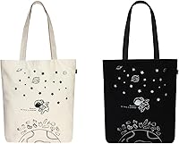 Vista 30 de Ecoright - Bolsa de mano para mujer con cremallera, bolsa de mano pequeña, bolsa de lona, bolsa de algodón reutilizable para playa, comestibles