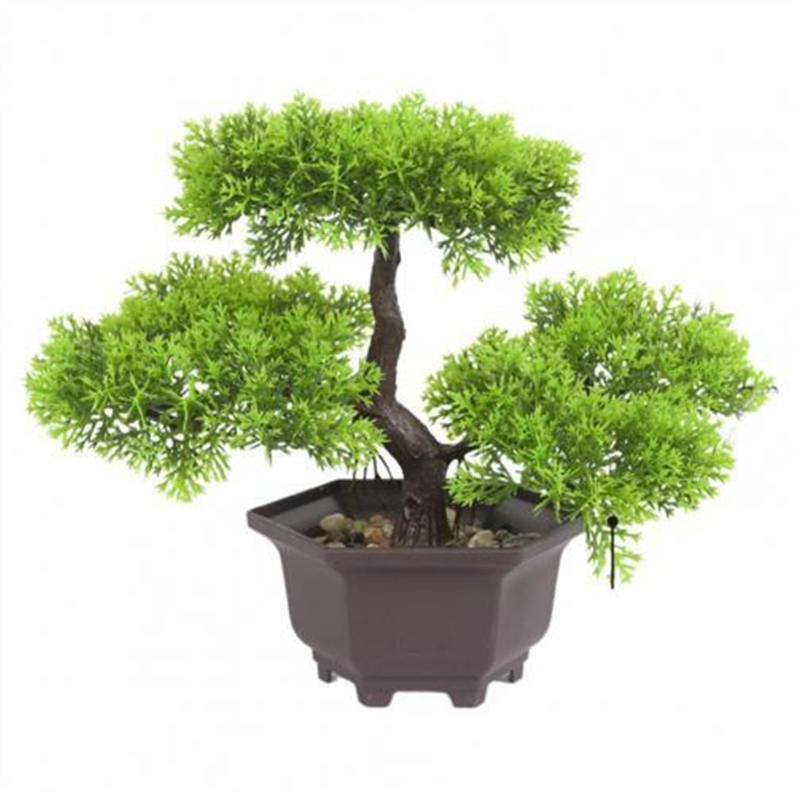 HCZKIUJY Artificial Bonsai Tree Artificial Plant Bonsai Realistic Beautiful Ornamental Simulation Pine Needles Cypress Plants Bonsai for Home Decoration Fake Plant Decoration (B)