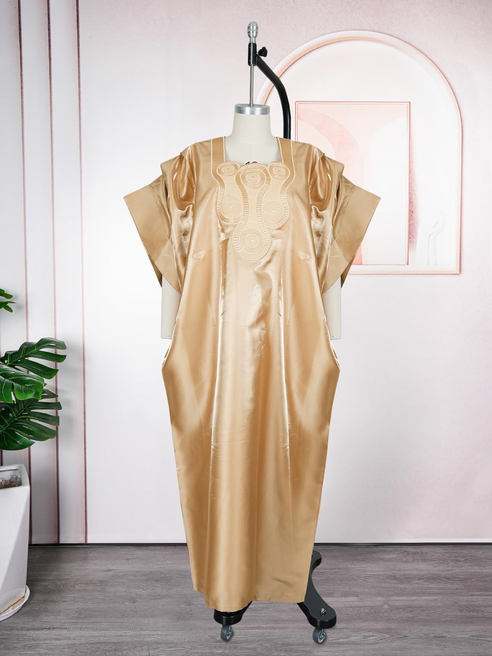 HD African Style Bell Sleeves Bubu Dress for Woman Fashion Embroidery Gown One Size - Image 3