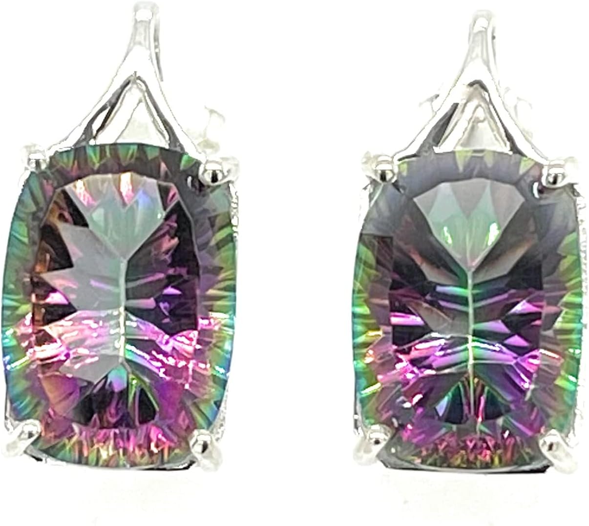 Gorgeous 10ct Mystic Topaz 925 Solid Sterling Silver Earrings 20mm - Image 7