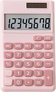 Small Mini Solar/Battery Powered Cute Pocket Standard Function Calculator, 2.7x4.5 Inches, ABS Plastic, Perfect for Office, Home, School