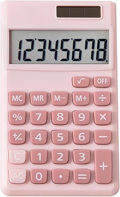 Small Mini Solar/Battery Powered Cute Pocket Standard Function Calculator, 2.7x4.5 Inches, ABS Plastic, Perfect for Office, Home, School