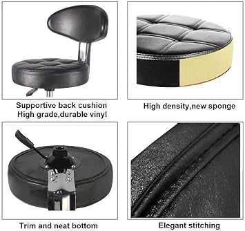 Kaleurrier Rolling Stool Chair with Smooth-rolling Dual-wheel casters,Comfortable Cushioned Backrest, Swivel Seat, Heavy Duty Hydraulic Height Adjustable,Sturdy and Durable