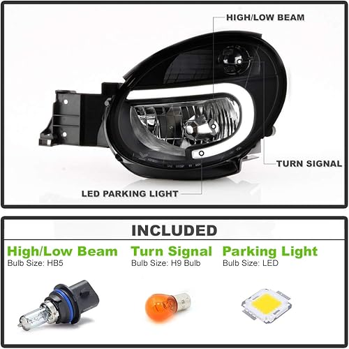 Miniatura 2 de ACANII - Para Subaru Impreza Outback WRX RS TS 2002-2003 carcasa negra LED tubo faros delanteros montaje izquierdo+derecho