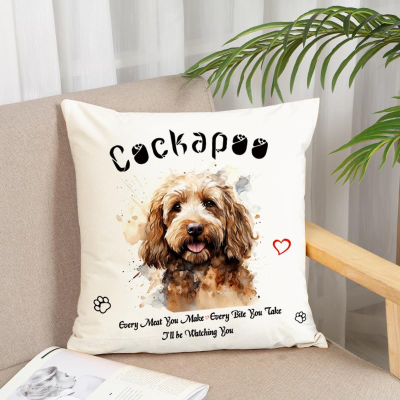 HUASHUZI Cushion Cover Cockapoo Gifts for Lovers Ornament for Women Dog Decorations Throw Pillow Case Decor Home Livingroom Couch Sofa 18"X18"(45x45cm) - Image 4
