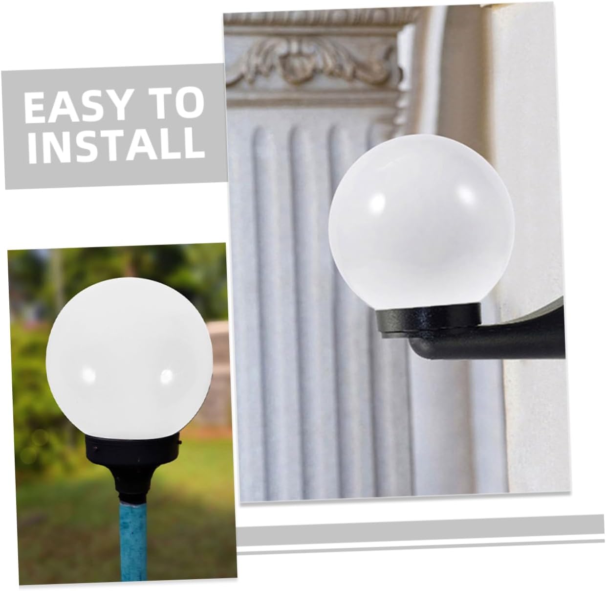 2pcs Acrylic Spherical Lamp Covers Replacement Globe Light Shades for Outdoor Post Lights Diameter Easy to Install Modern Garden Decor
