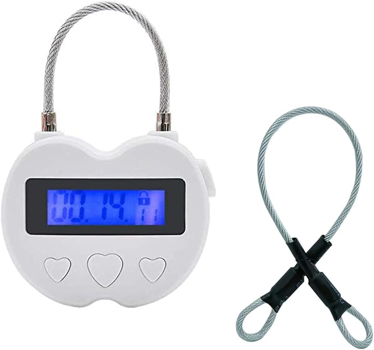 Candado con temporizador Bloqueo del temporizador Temporizador electrónico de 99 horas Bloqueo del temporizador temporal electrónico recargable por USB con pantalla LCD (blanco)