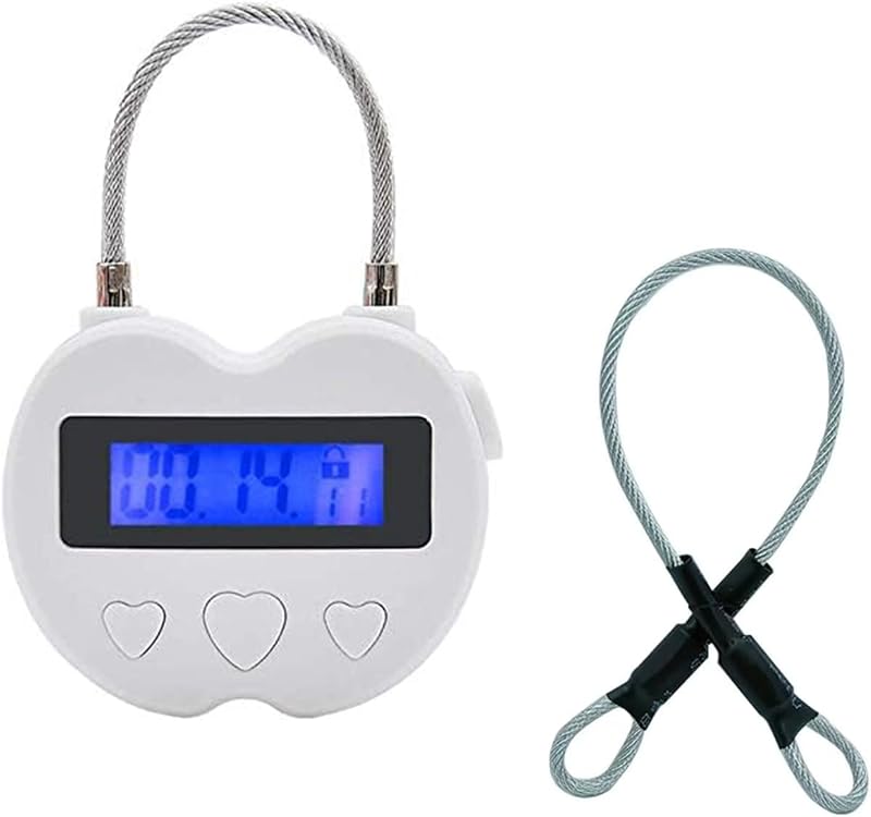 Candado con temporizador Bloqueo del temporizador Temporizador electrónico de 99 horas Bloqueo del temporizador temporal electrónico recargable por USB con pantalla LCD (blanco)