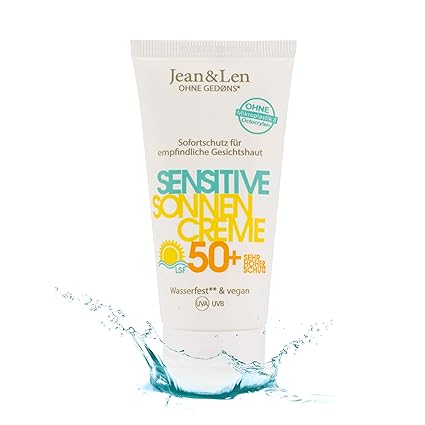 Jean & Len Sensitiv Sonnencreme 50  LSF wasserfest, Sofortschutz für empfindliche Haut ...